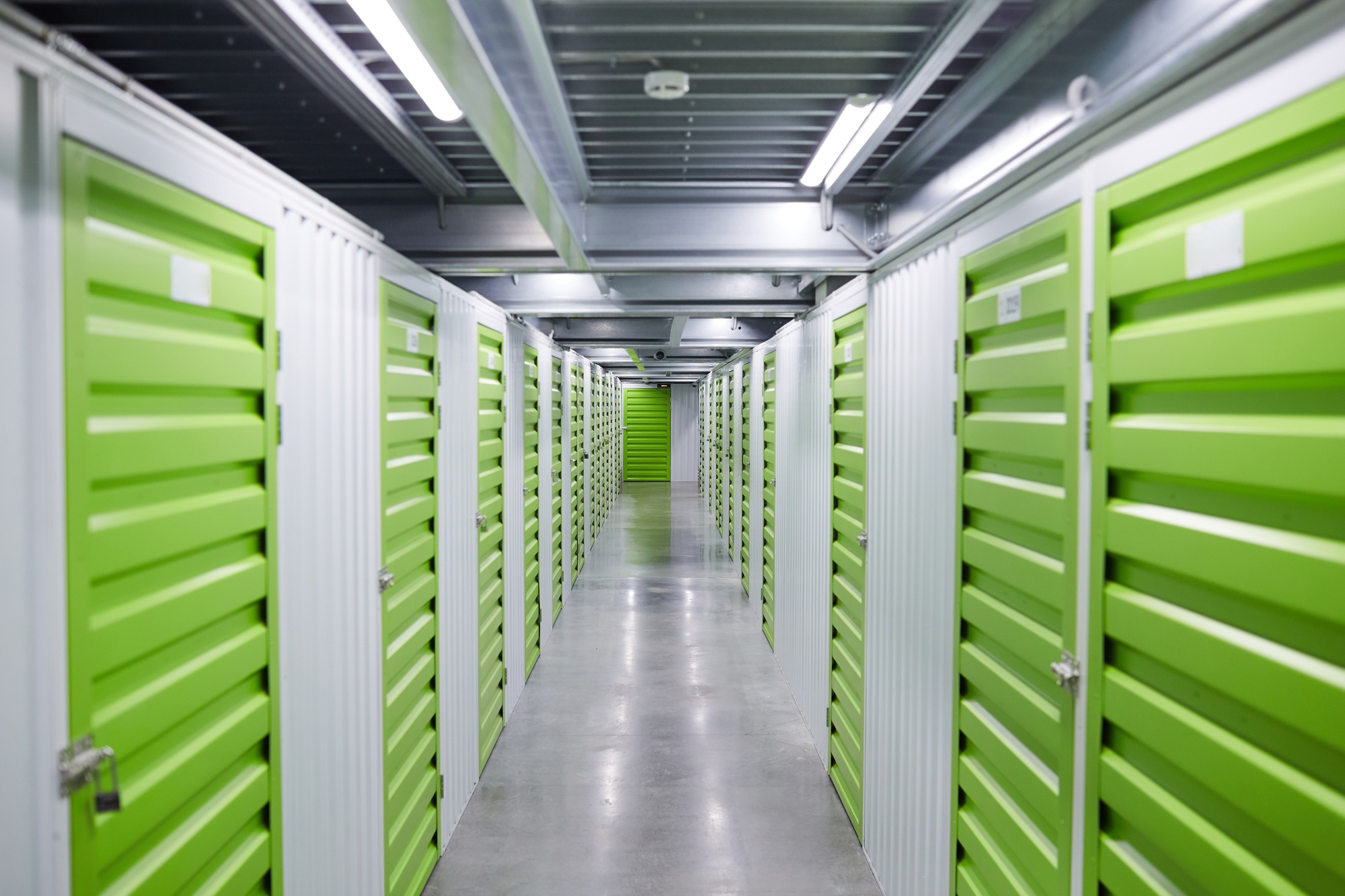 Green storage boxes