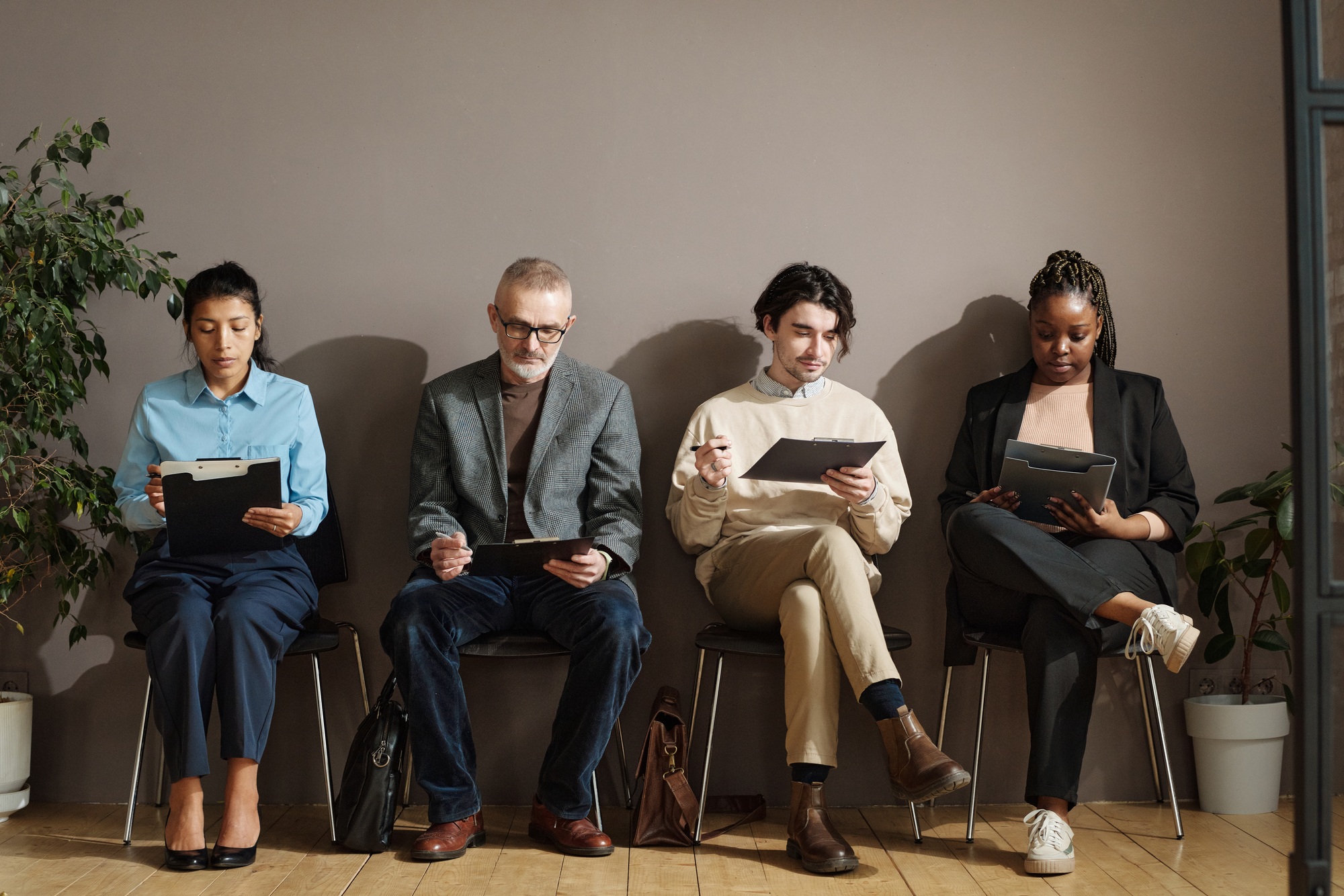 People making resume before interview