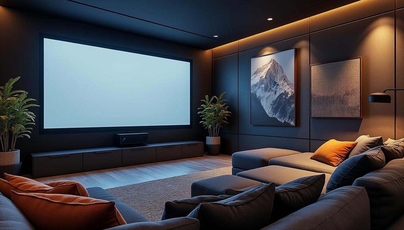 découvrez notre sélection d'écrans de projection pour home cinéma, disponibles en versions fixes ou motorisées, pour une expérience visuelle immersive à domicile.