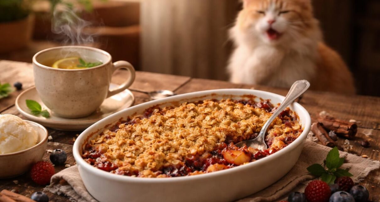 découvrez le crumble du chat qui tousse, un dessert réconfortant et gourmand qui ravira vos papilles avec ses saveurs délicates et son côté chaleureux.