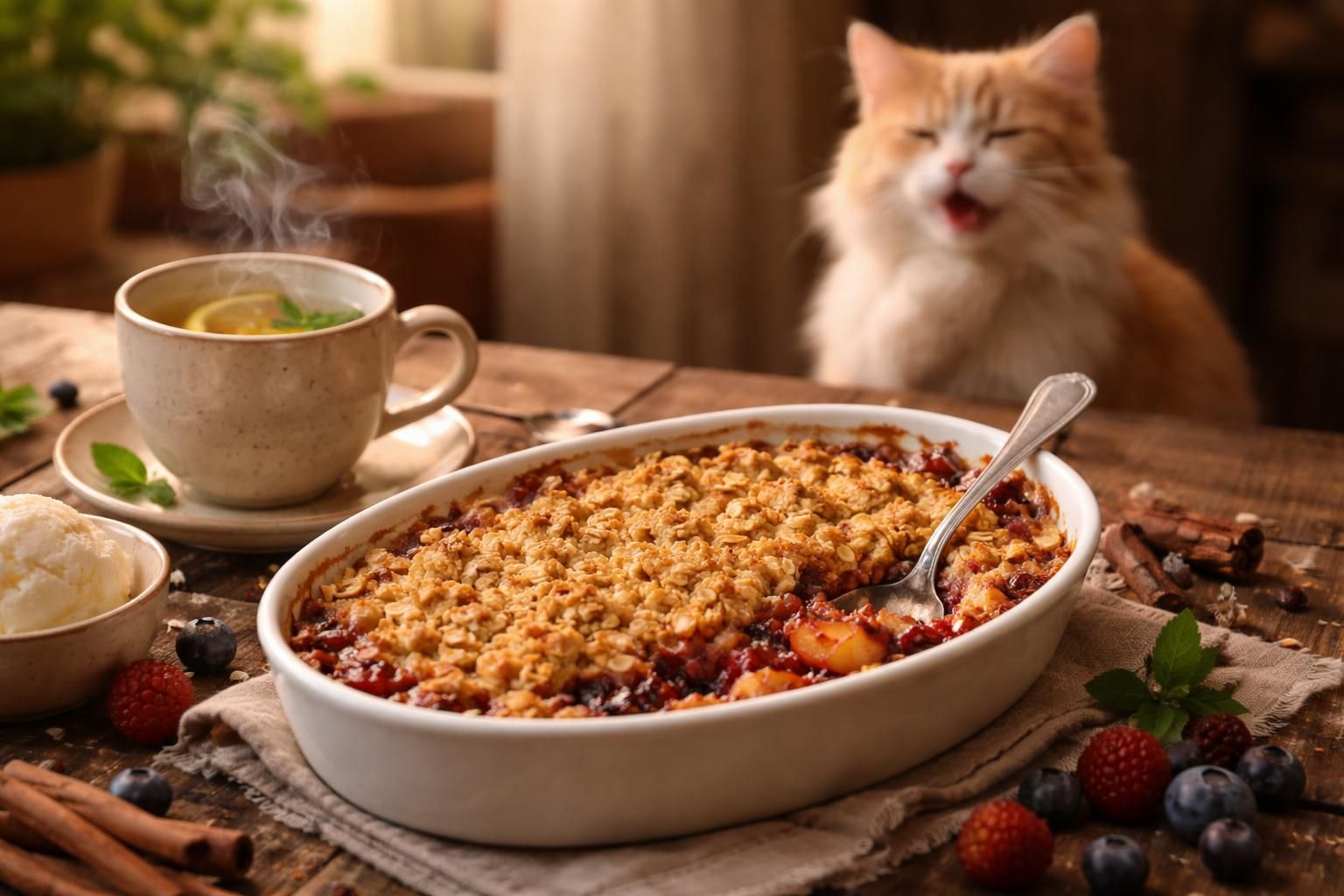 découvrez le crumble du chat qui tousse, un dessert réconfortant et gourmand qui ravira vos papilles avec ses saveurs délicates et son côté chaleureux.