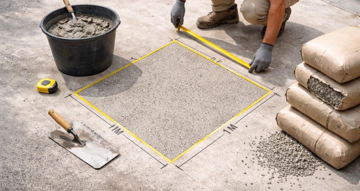 déterminez précisément le nombre de sacs de béton prêt à l'emploi nécessaires pour couvrir 1m², avec notre guide de calcul simple et efficace.
