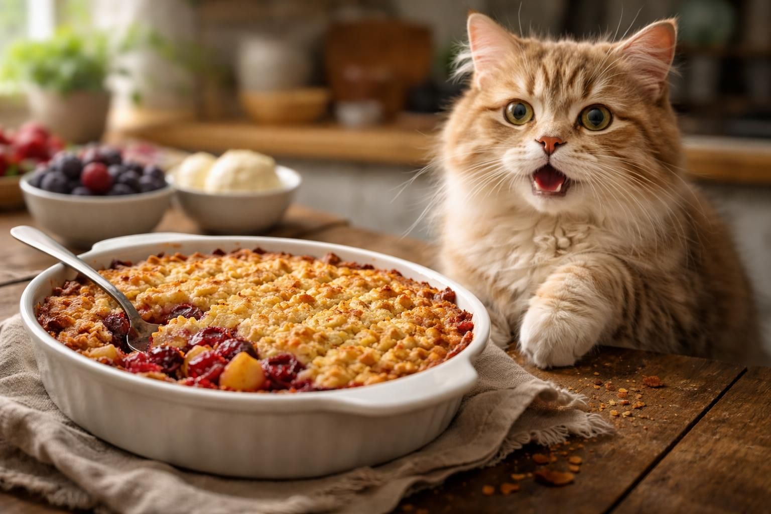 apprenez à préparer le délicieux crumble du chat qui tousse, une recette savoureuse et originale qui éveillera vos papilles et séduira toute la famille.