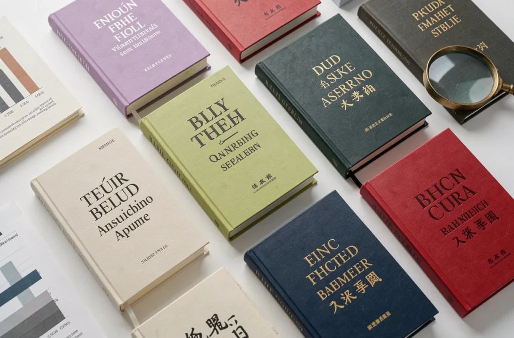 Plusieurs éditions de la Bible en différentes langues disposées en flat-lay avec une loupe et des statistiques, illustrant la diffusion mondiale du livre le plus vendu